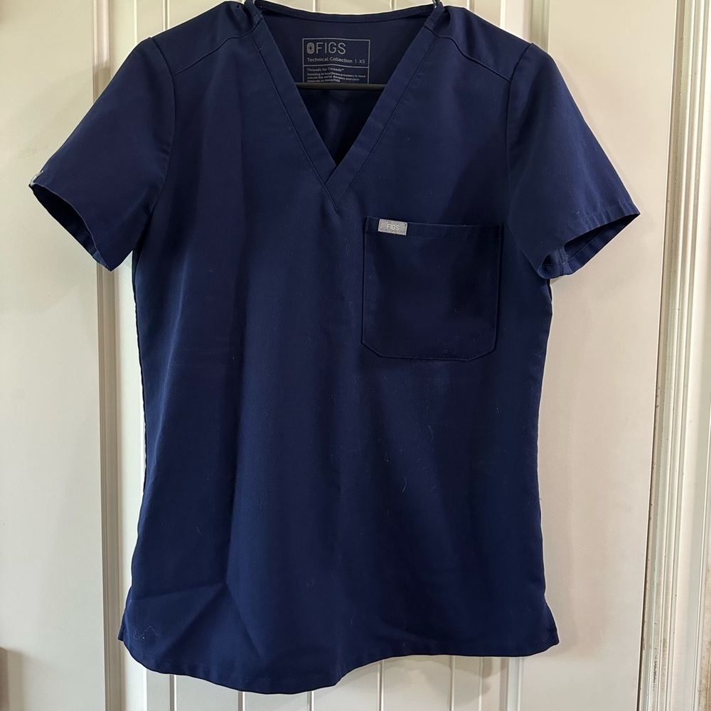 Figs Blue Fitted Short Sleeve Tee
